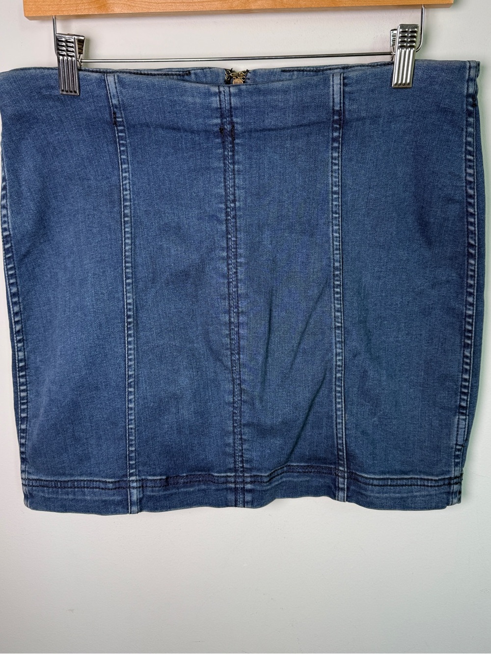 We The Free Modern Denim Mini Skirt Seamed Blue Sz 12